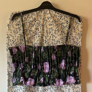 Aqua by Agua Bendita Crop Top with Purple and Green Floral Design. Size Large.